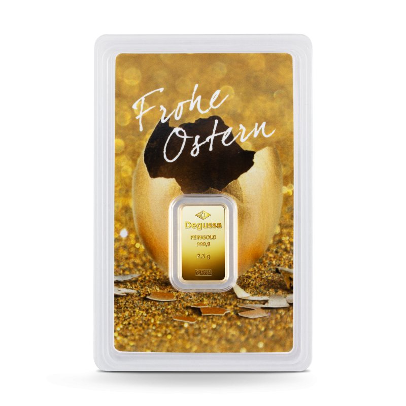 2 5 G Degussa Goldbarren Geschenkblister Frohe Ostern